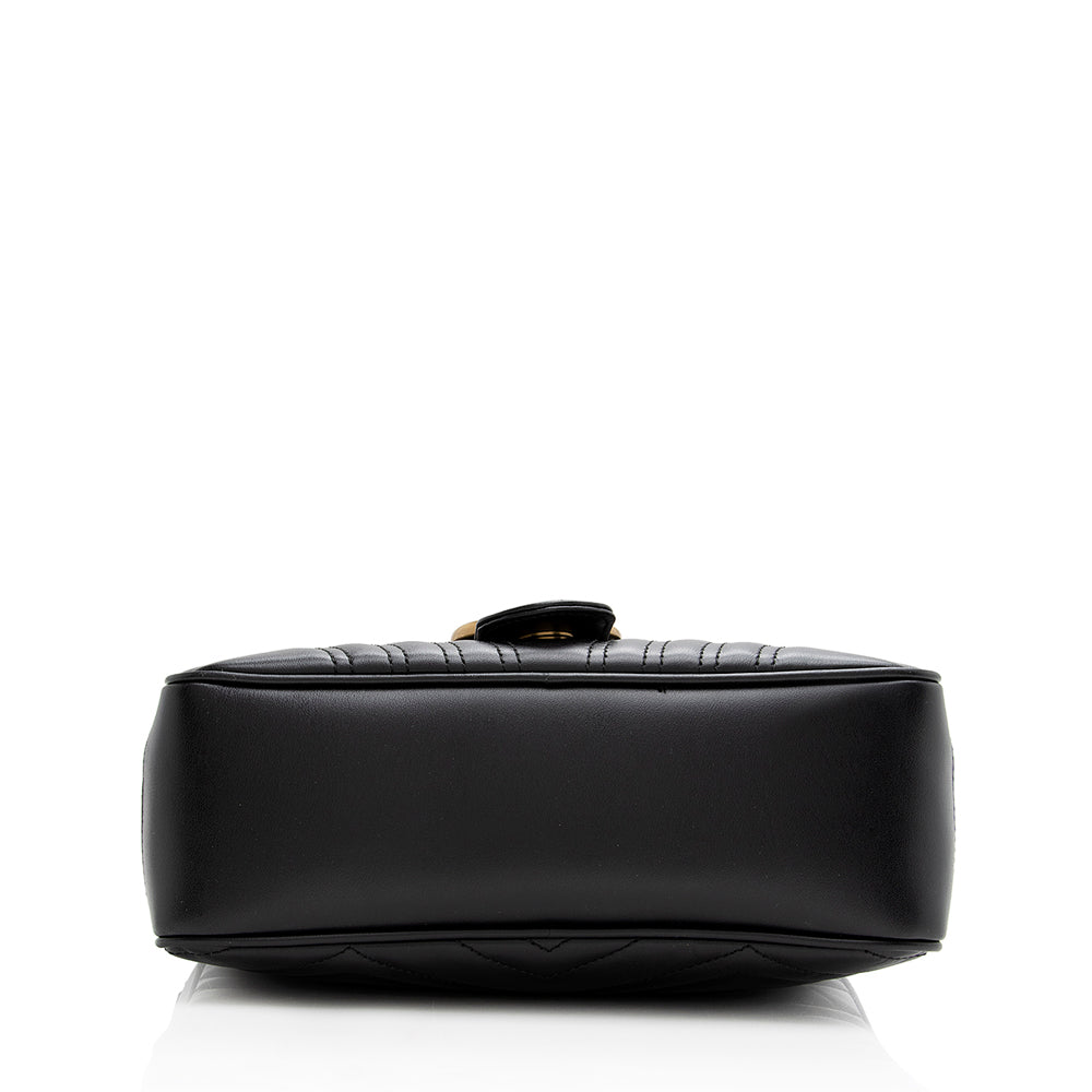 Gucci Matelasse Leather Gucci Marmont Top Handle Zip Around Small Shoulder Bag (SHF-21365)