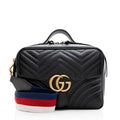 Gucci Matelasse Leather Gucci Marmont Top Handle Zip Around Small Shoulder Bag (SHF-21365)