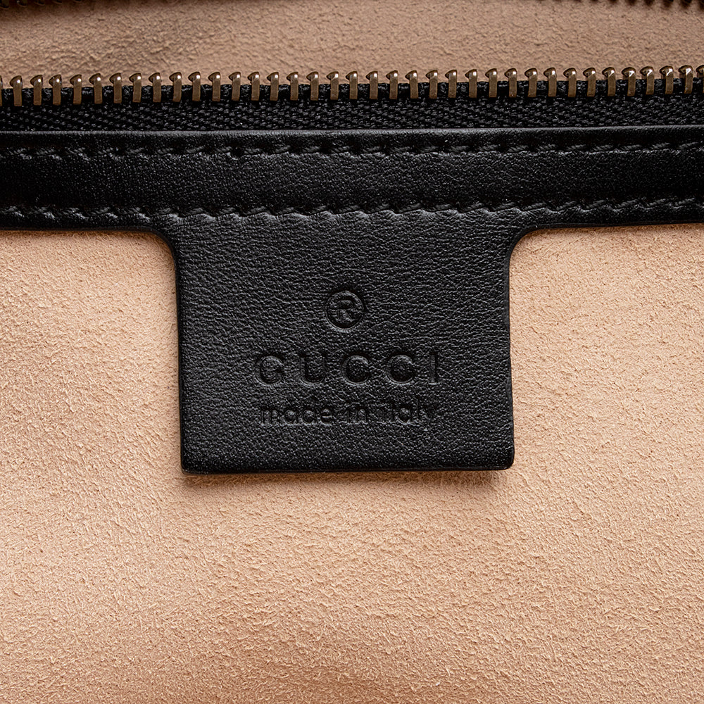 Gucci Matelasse Leather Gucci Marmont Top Handle Zip Around Small Shoulder Bag (SHF-21365)