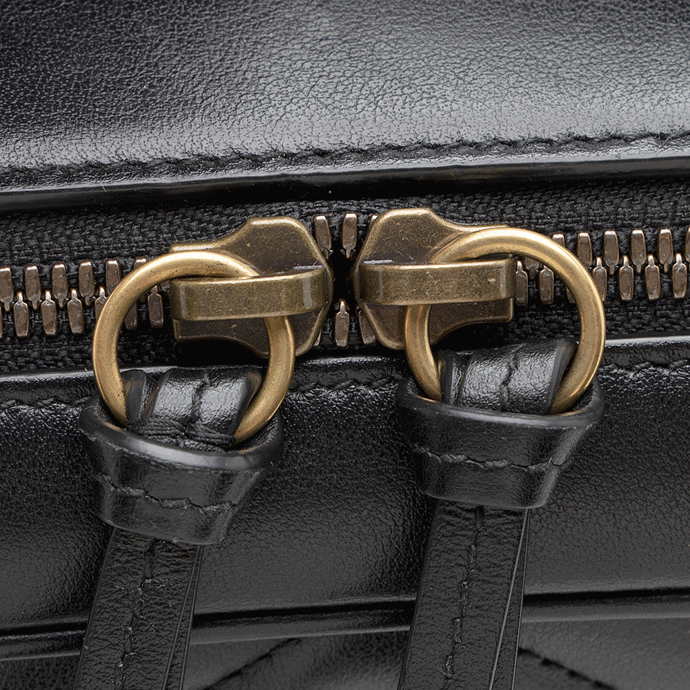 Gucci Matelasse Leather Gucci Marmont Top Handle Zip Around Small Shoulder Bag (SHF-21375)