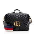 Gucci Matelasse Leather Gucci Marmont Top Handle Zip Around Small Shoulder Bag (SHF-21375)