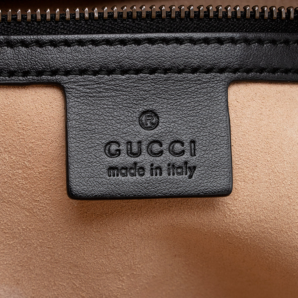 Gucci Matelasse Leather Gucci Marmont Top Handle Zip Around Small Shoulder Bag (SHF-21375)