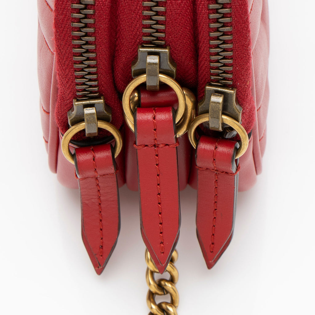 Gucci Matelasse Leather GG Marmont Triple-Zip Mini Bag