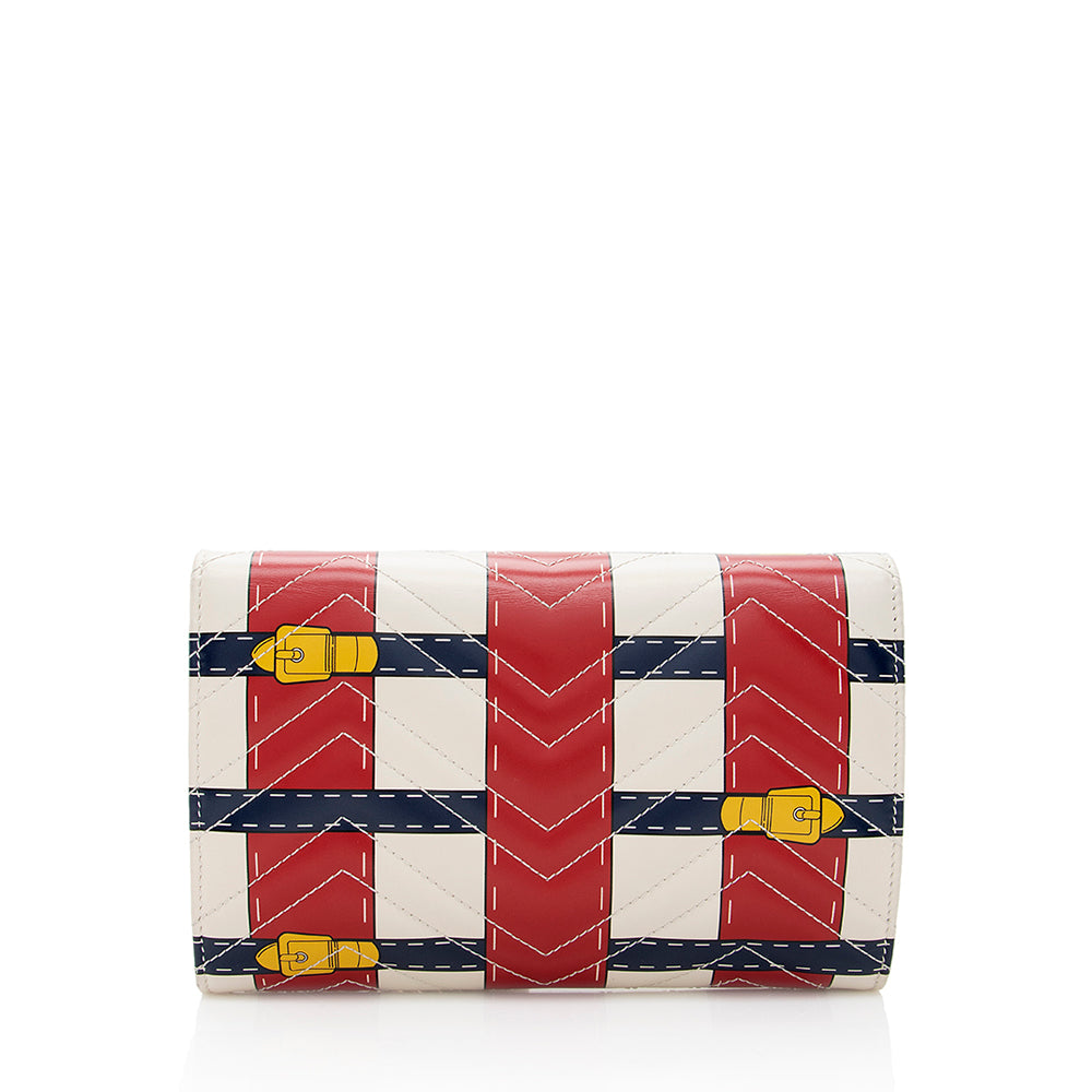 Gucci Matelasse Leather Gucci Marmont Trompe L'Oeil Wallet on Chain (SHF-18915)