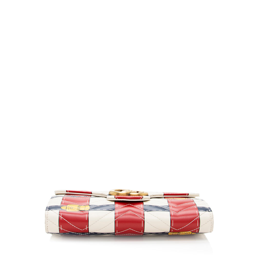 Gucci Matelasse Leather Gucci Marmont Trompe L'Oeil Wallet on Chain (SHF-18915)