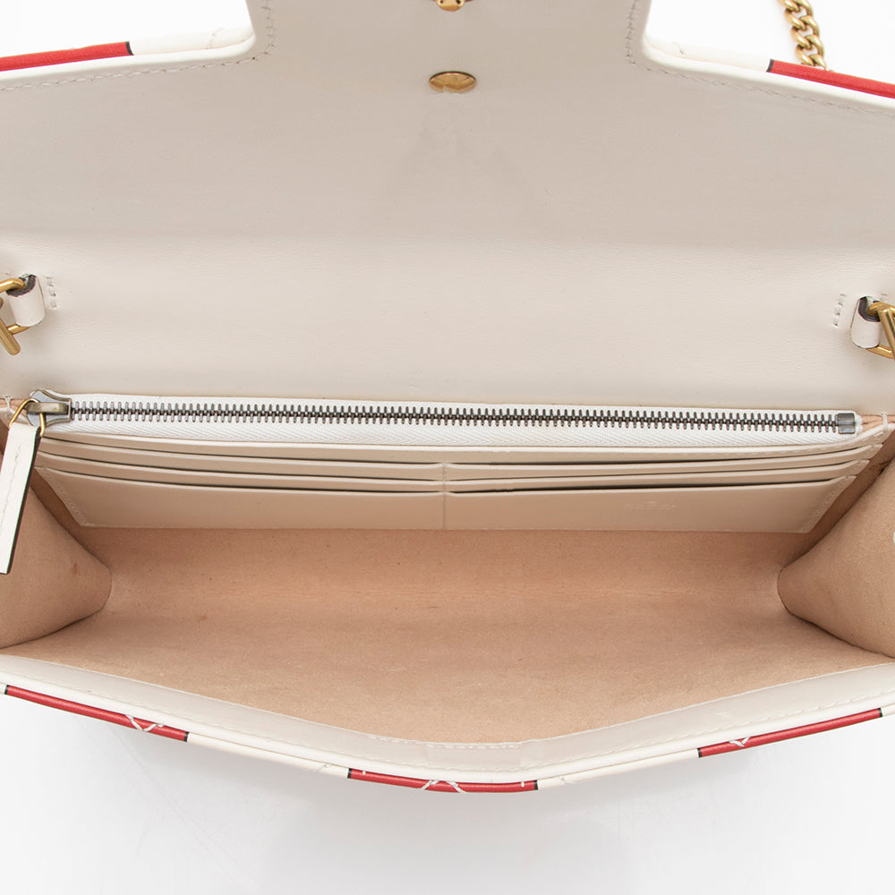 Gucci Matelasse Leather Gucci Marmont Trompe L'Oeil Wallet on Chain (SHF-18915)