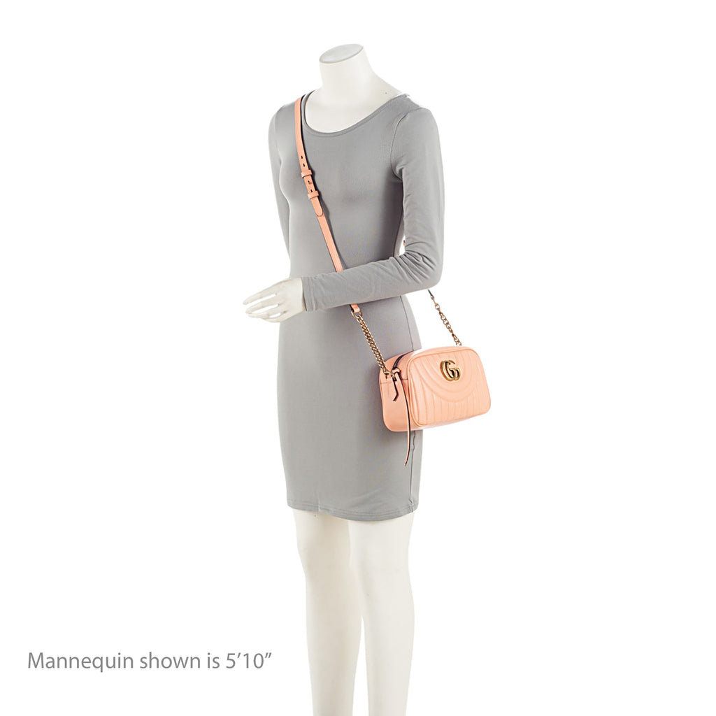 Gucci Matelasse Leather GG Marmont Vertical Ring Small Camera Bag