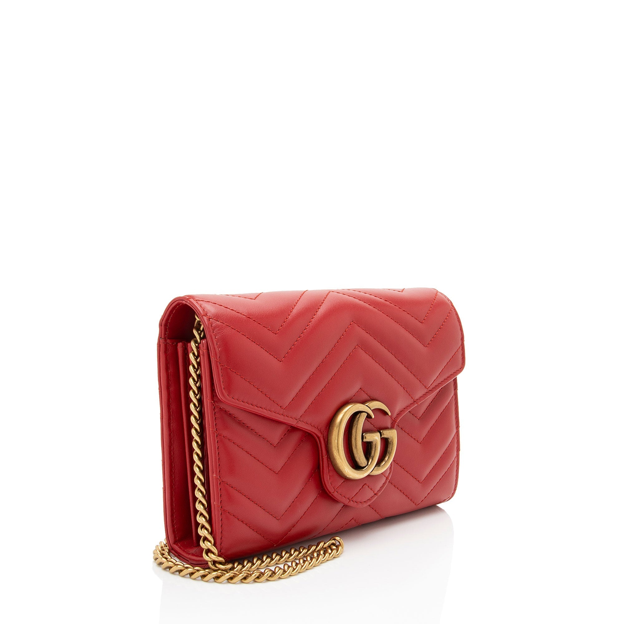 Gucci Matelasse Leather GG Marmont Wallet on Chain