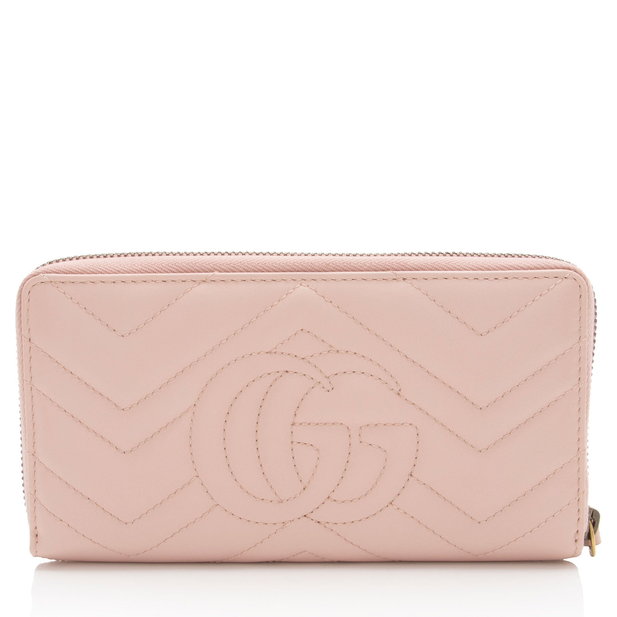 Gucci Matelasse Leather GG Marmont Zip Around Wallet