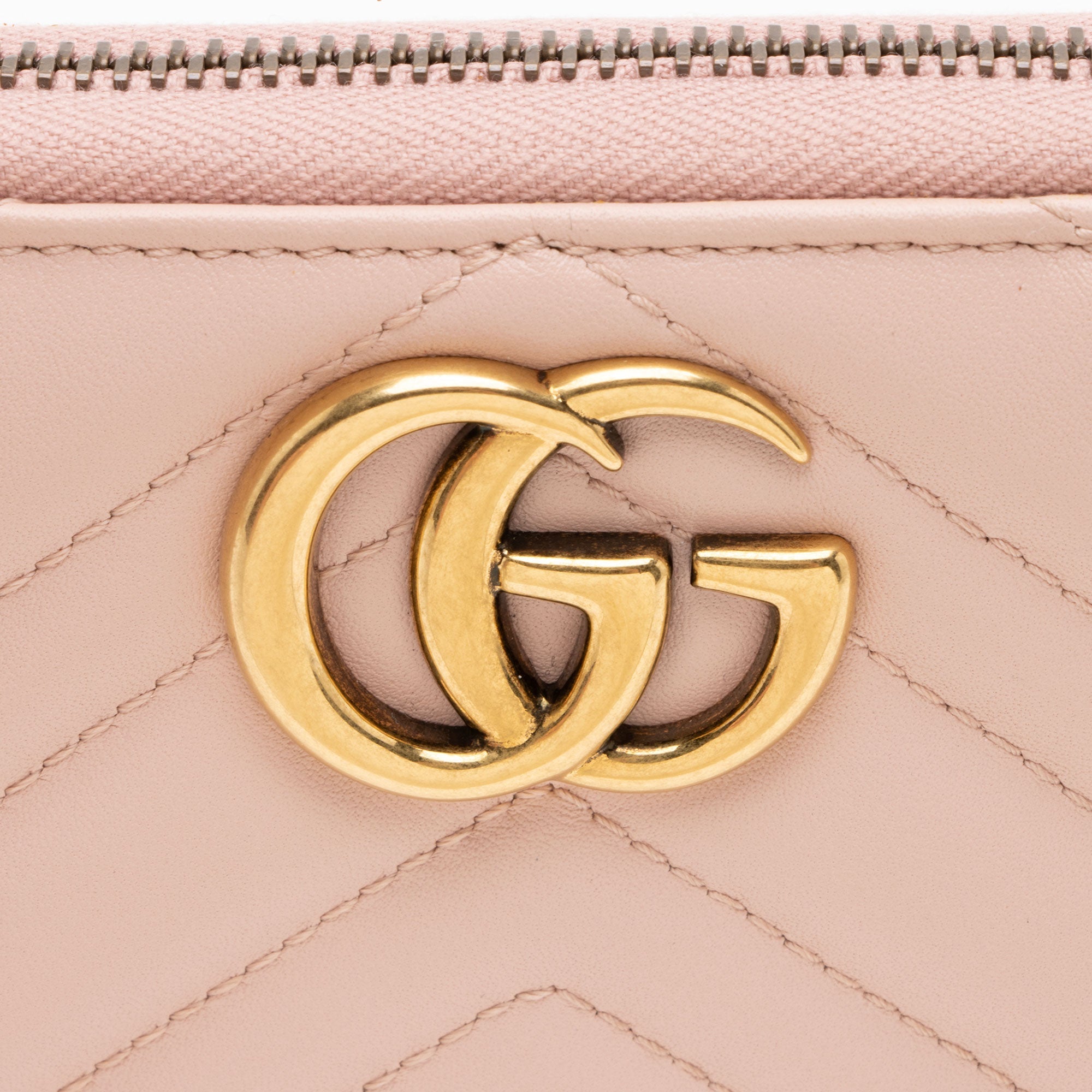 Gucci Matelasse Leather GG Marmont Zip Around Wallet
