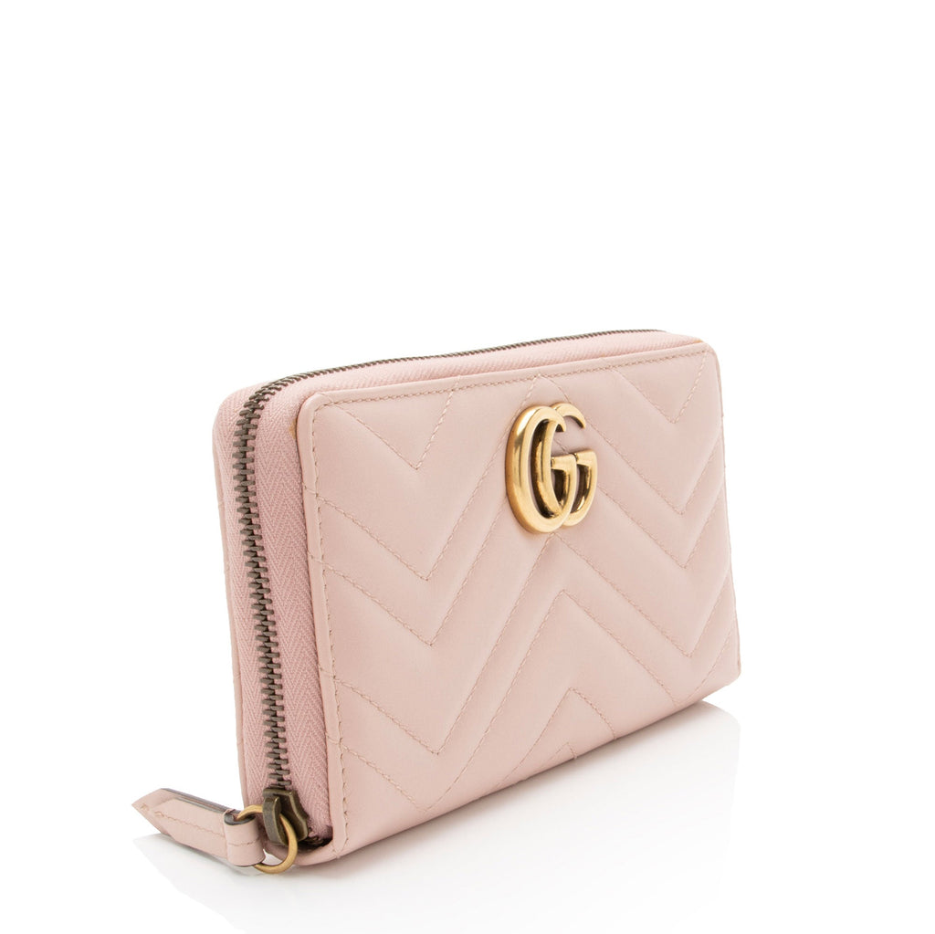 Gucci Matelasse Leather GG Marmont Zip Around Wallet