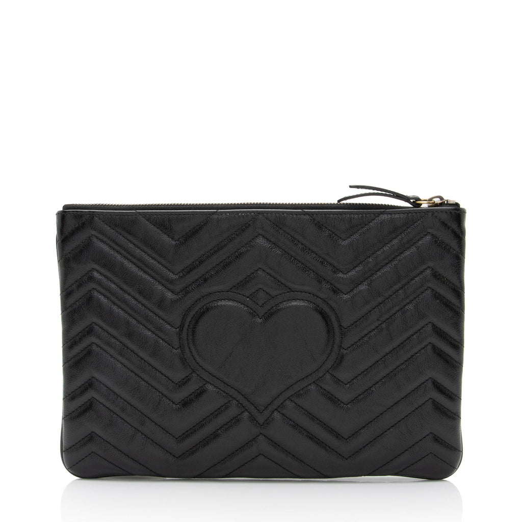 Gucci Matelasse Leather GG Marmont Zip Pouch