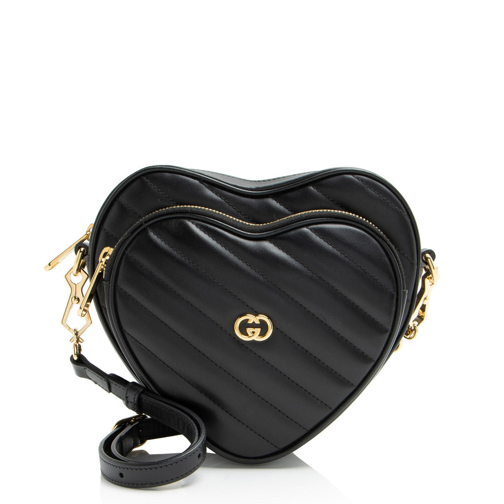 Gucci Matelasse Leather Interlocking G Heart Mini Shoulder Bag