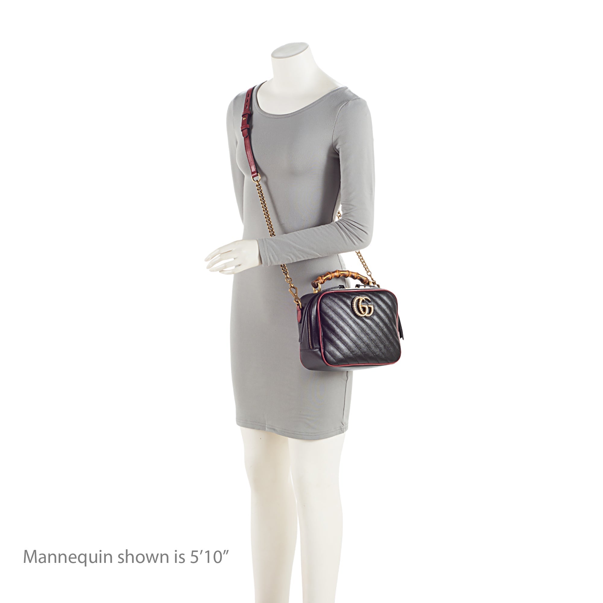 Gucci Matelasse Leather Torchon GG Marmont Bamboo Top Handle Bag (SHF-8zPXp4)