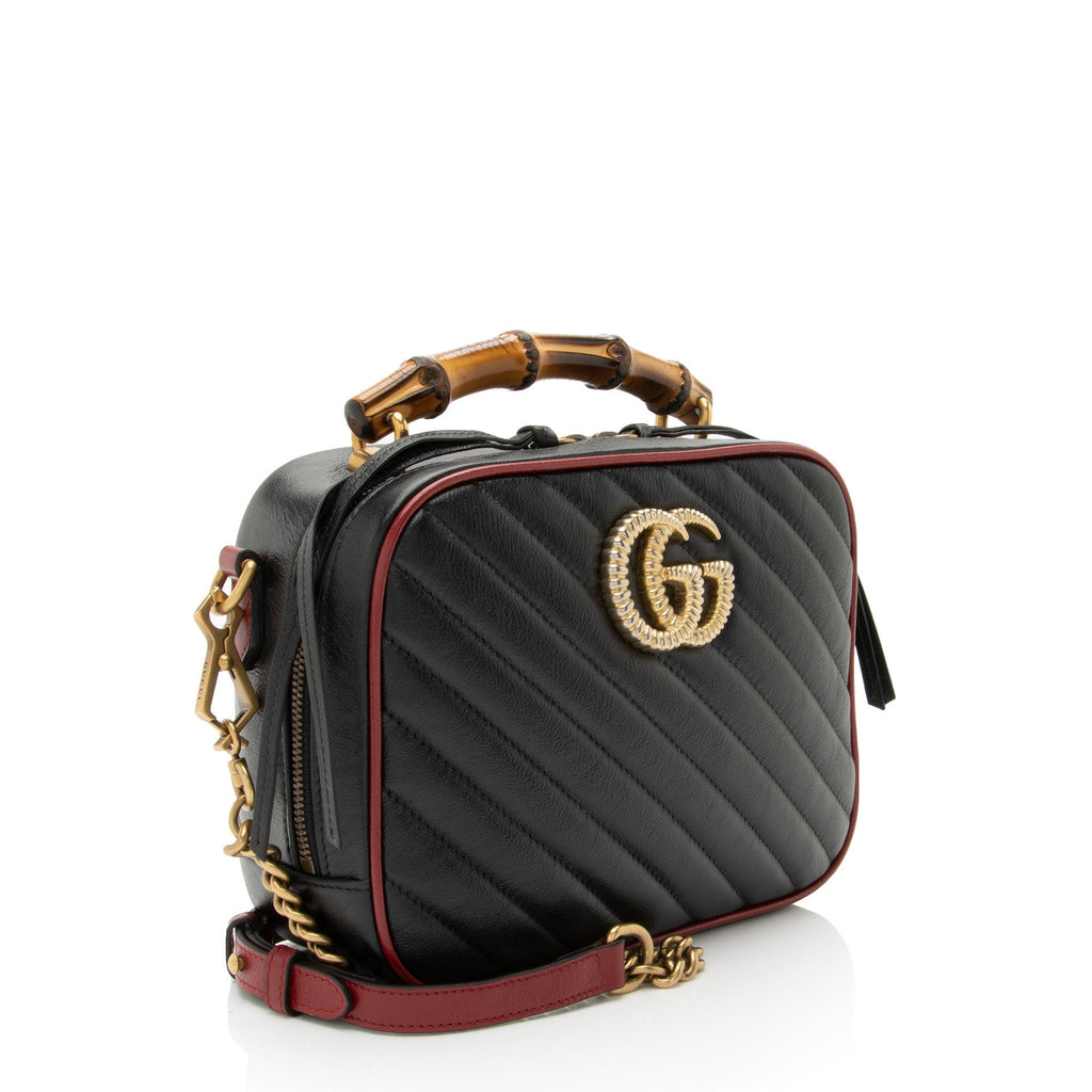 Gucci Matelasse Leather Torchon GG Marmont Bamboo Top Handle