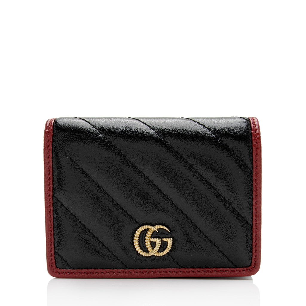 Gucci Matelasse Leather Torchon GG Marmont Card Case Wallet (SHF-plKy6v)