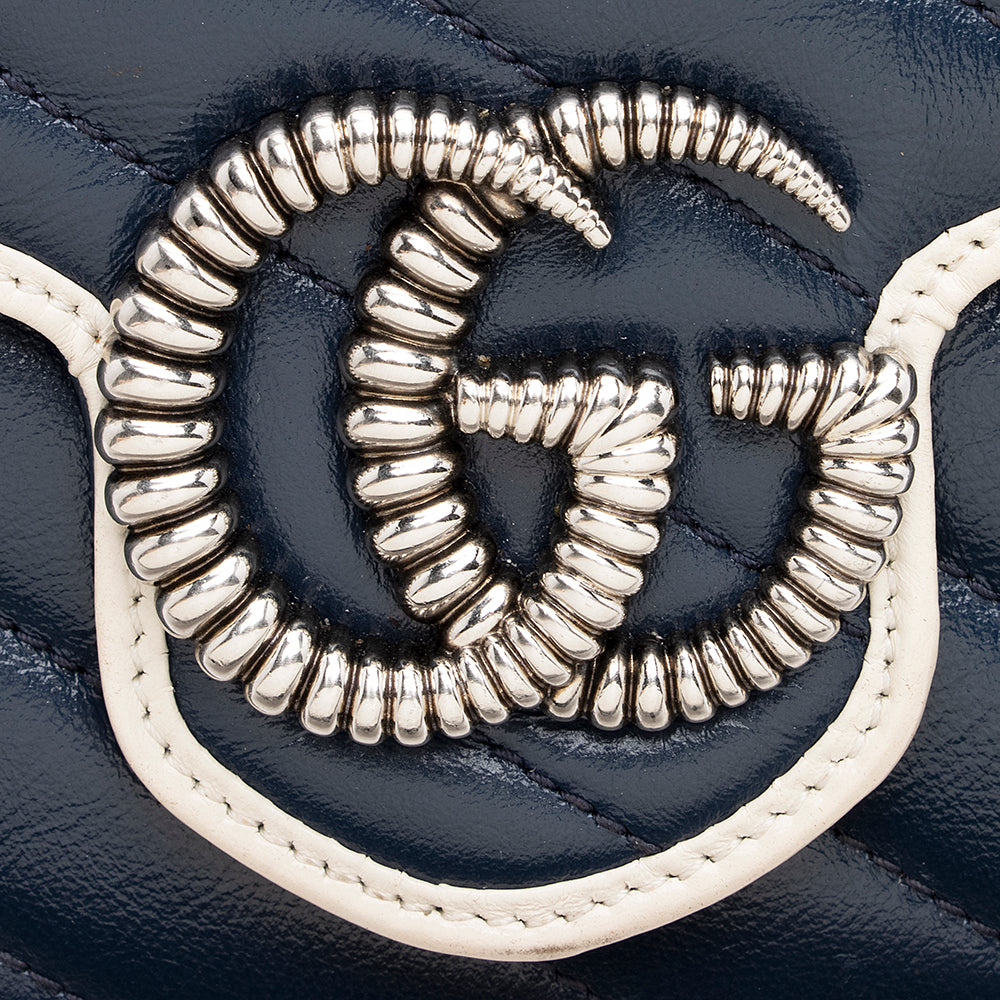 Gucci Matelasse Leather Torchon Gucci Marmont Mini Chain Bag (SHF-20671)