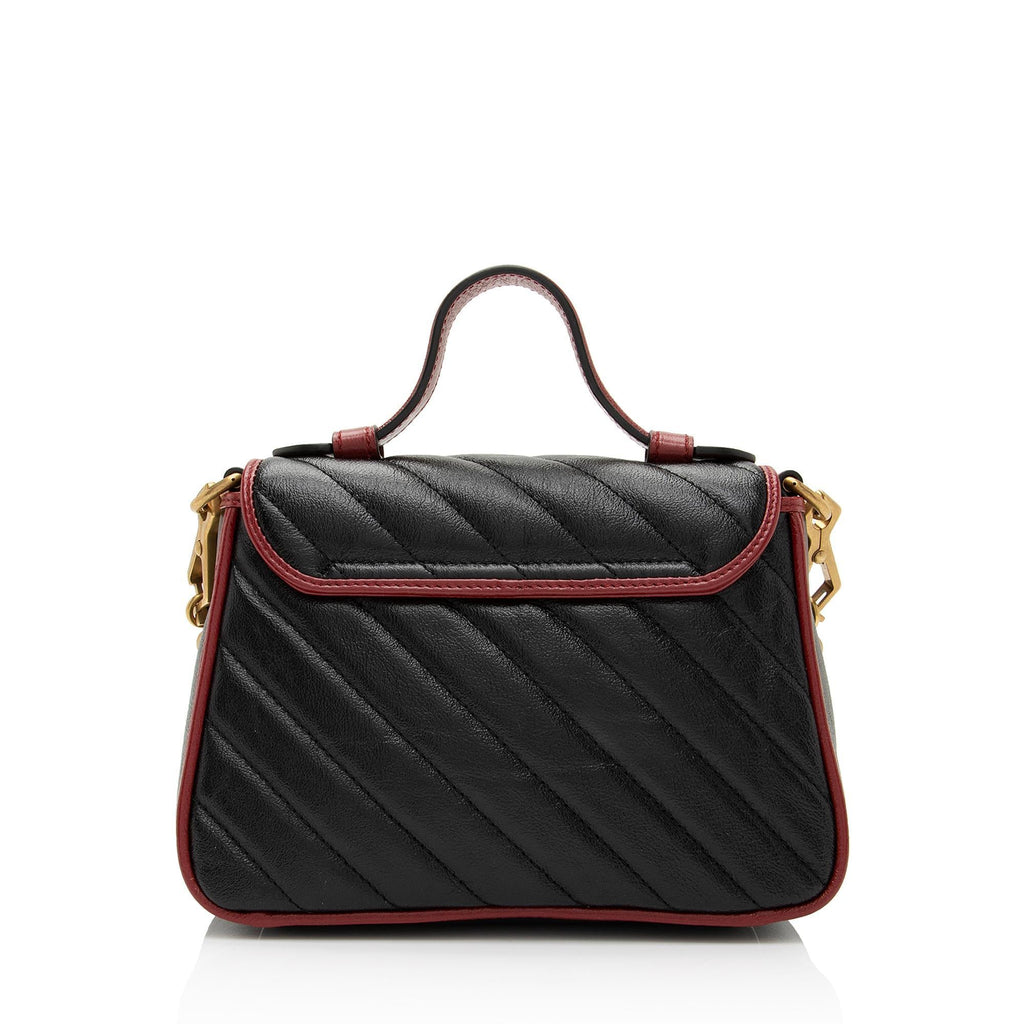 Gucci Matelasse Leather Torchon GG Marmont Mini Top Handle Bag (SHF-TofIot)