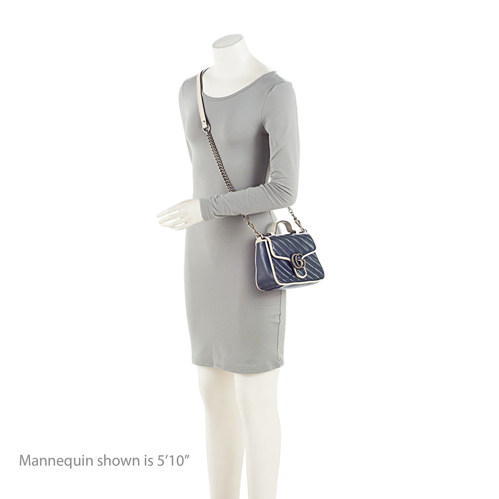 Gucci Matelasse Leather Torchon GG Marmont Mini Top Handle (SHF-MlSIP6)