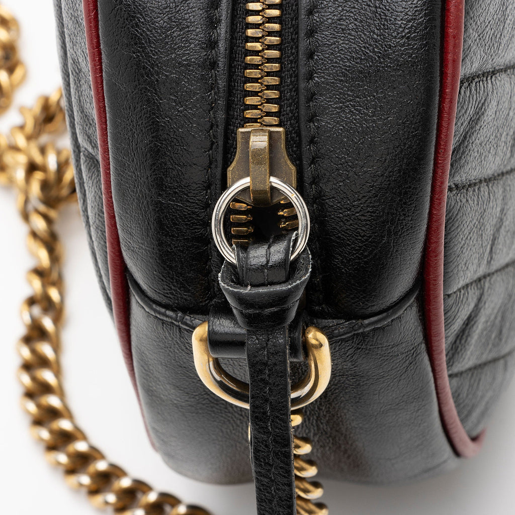 Gucci Matelasse Leather Torchon GG Marmont Round Mini Shoulder Bag