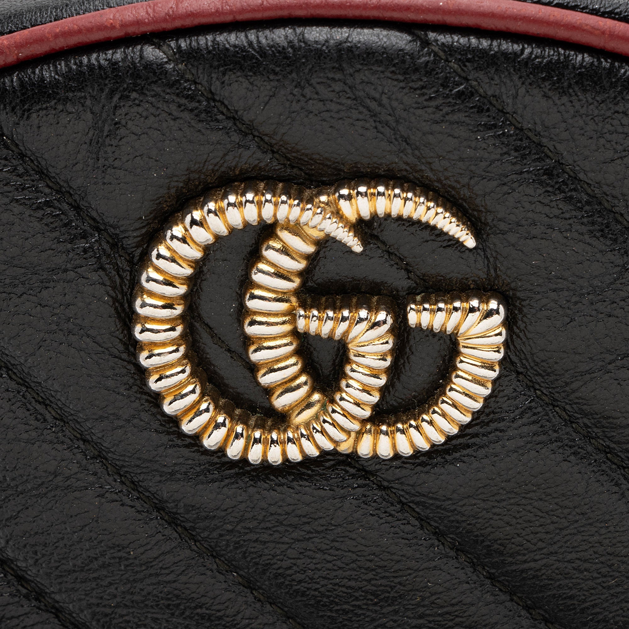 Gucci Matelasse Leather Torchon GG Marmont Round Mini Shoulder Bag