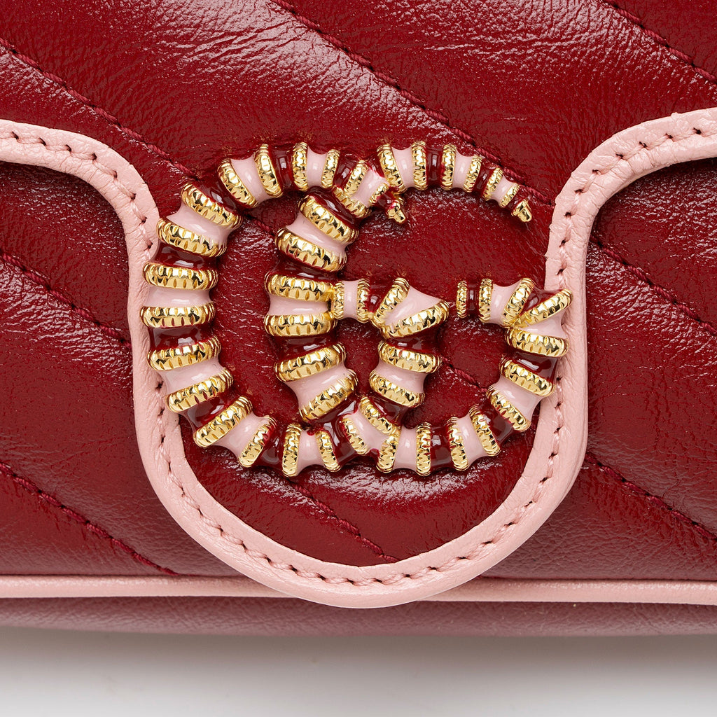 Gucci Matelasse Leather Torchon GG Marmont Super Mini Flap Bag