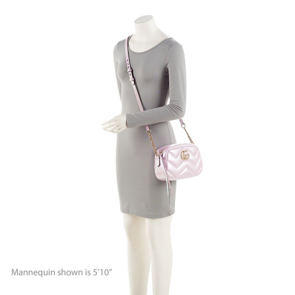 Gucci Matelasse Padded IridescLBt Leather GG Marmont Small Camera Bag
