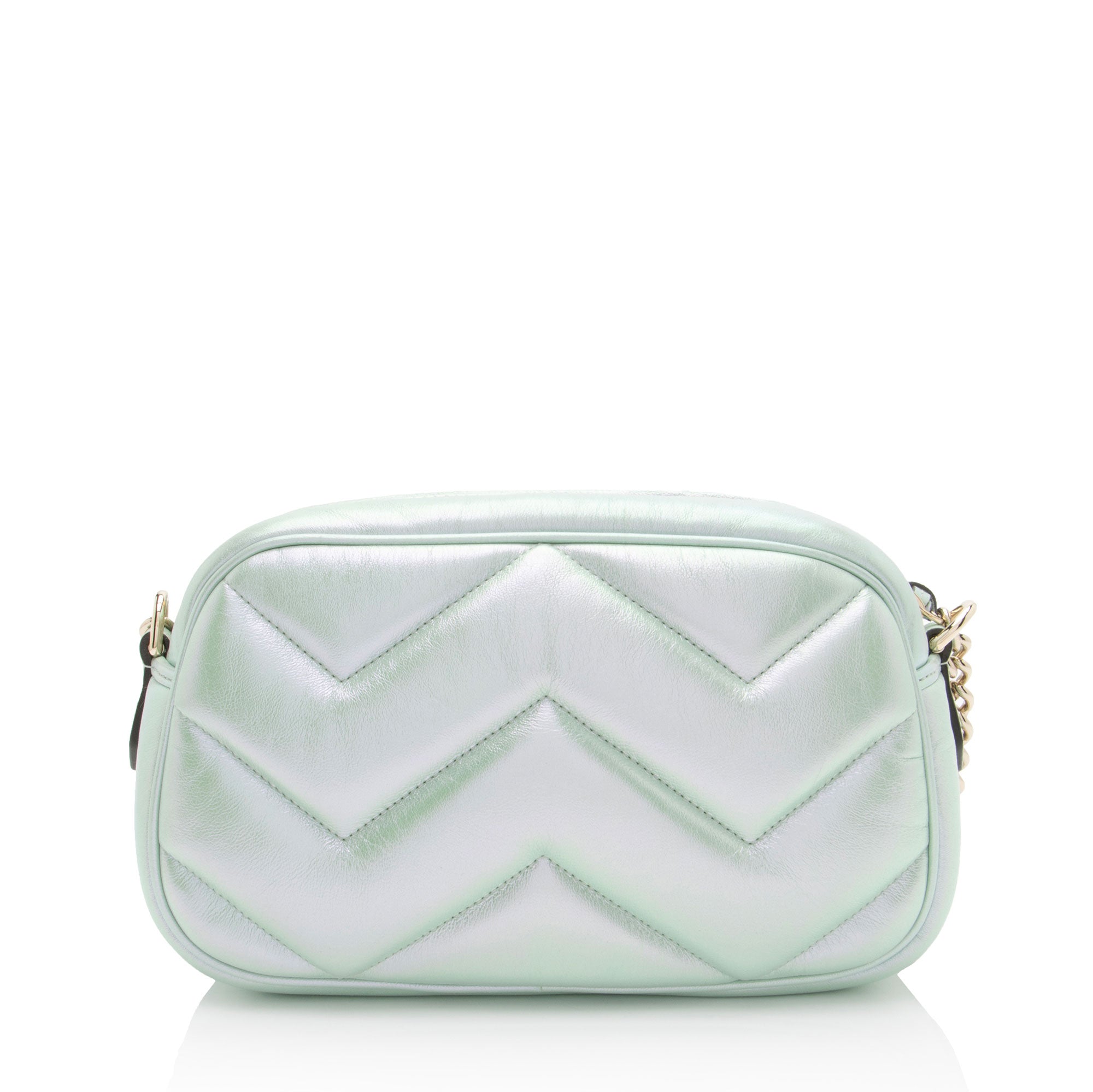 Gucci Matelasse Padded IridescLBt Leather GG Marmont Small Camera Bag