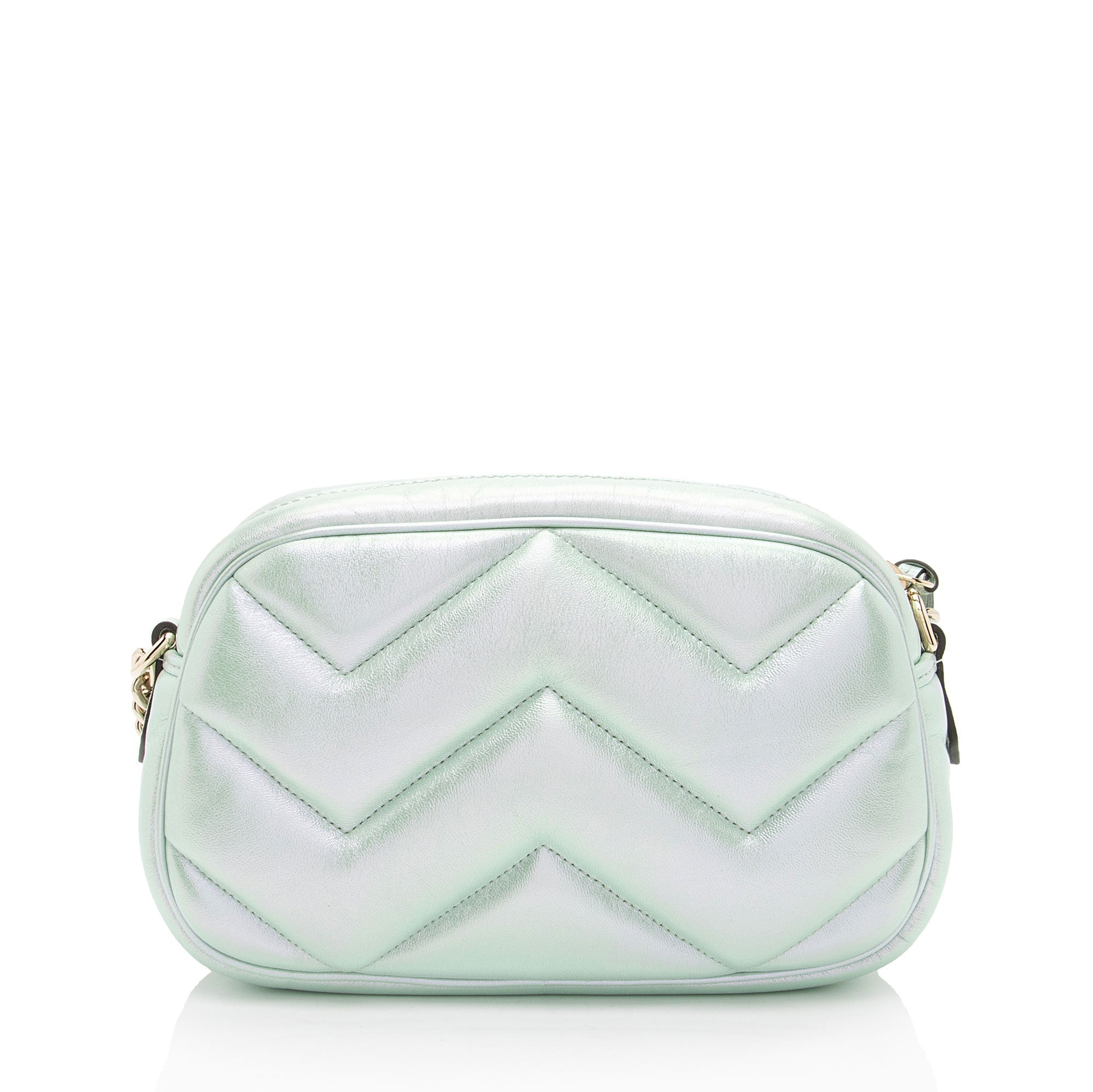 Gucci Matelasse Padded Iridescent Leather GG Marmont Small Camera Bag