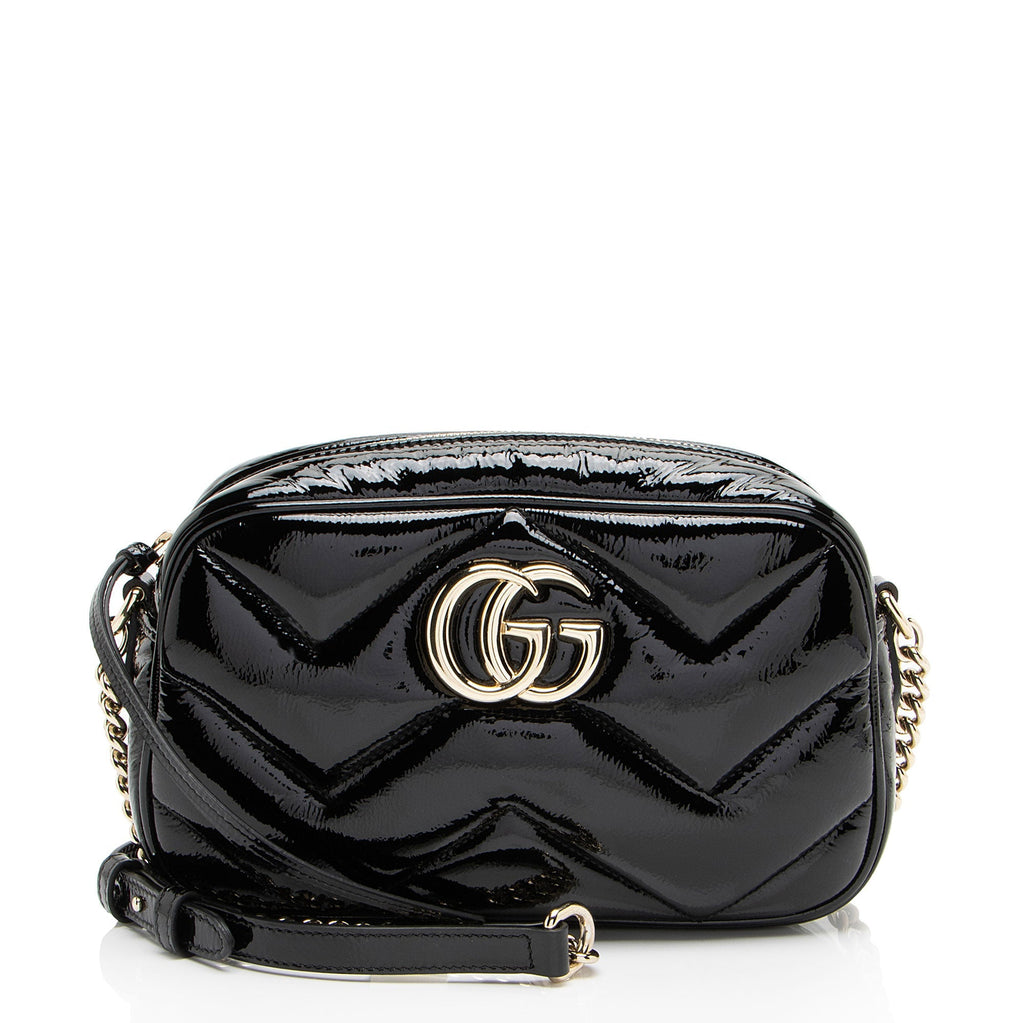 Gucci Matelasse Padded PatLBt Leather GG Marmont Small Camera Bag