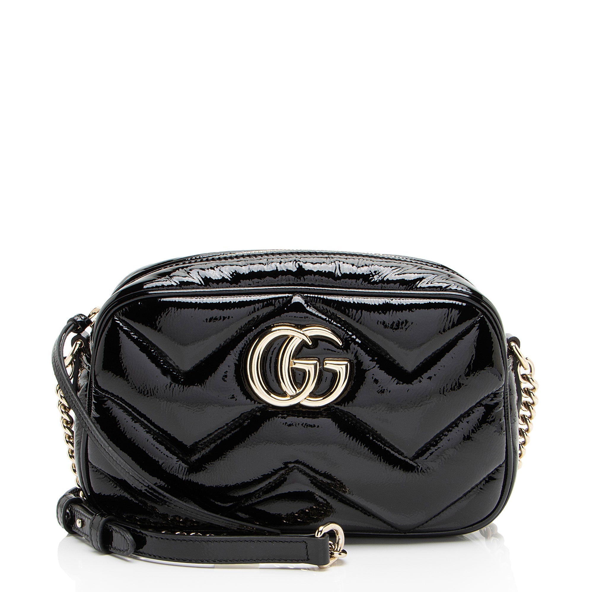 Gucci Matelasse Padded PatLBt Leather GG Marmont Small Camera Bag