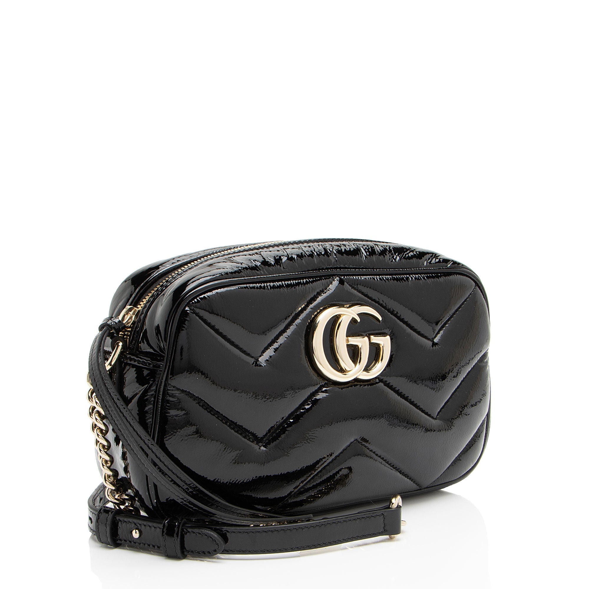 Gucci Matelasse Padded PatLBt Leather GG Marmont Small Camera Bag