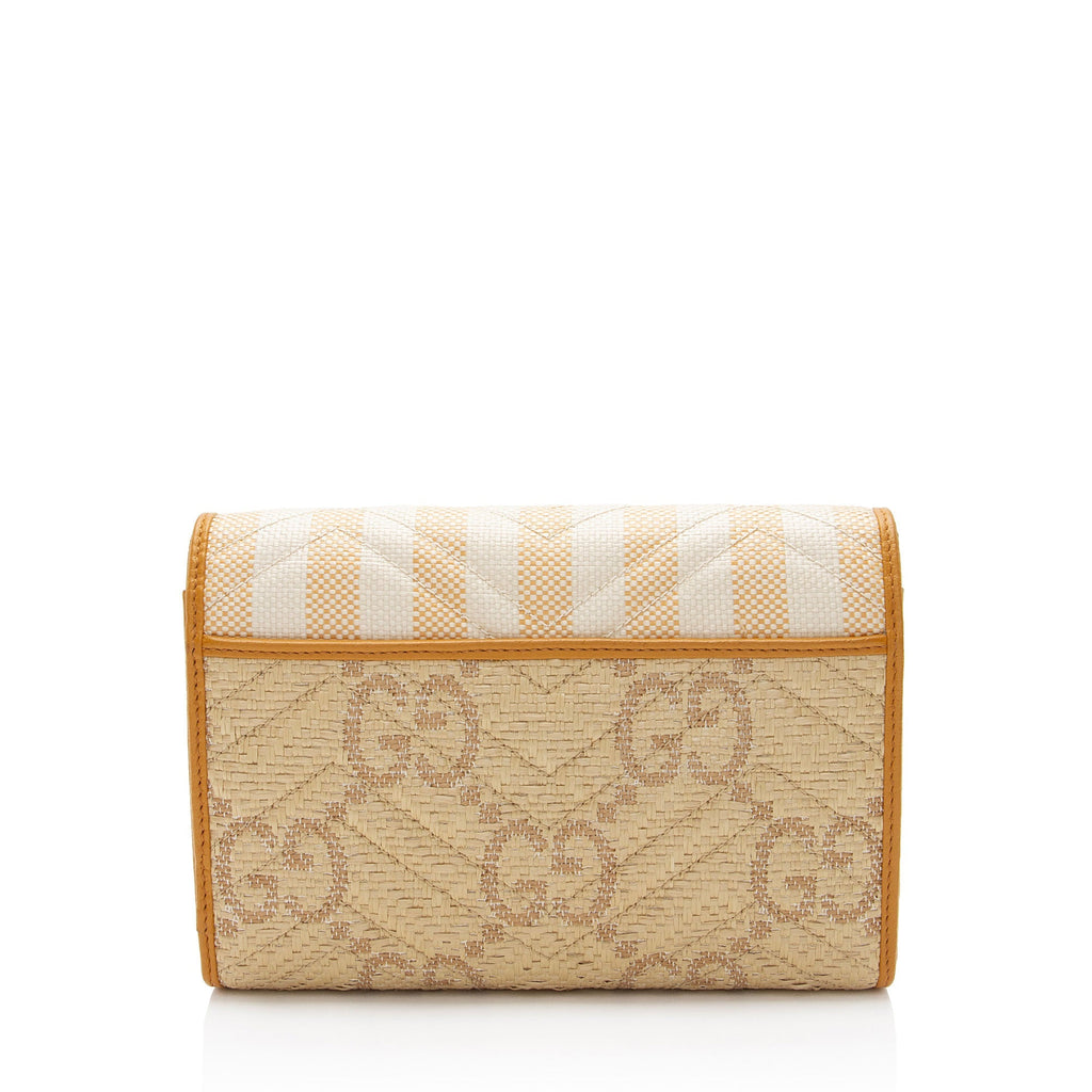Gucci Matelasse Raffia GG Marmont Mini Wallet on Chain (SHF-wvhz6A)