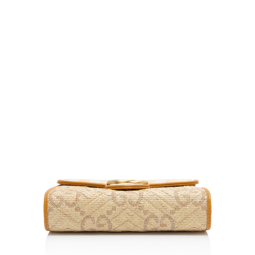 Gucci Matelasse Raffia GG Marmont Wallet on Chain