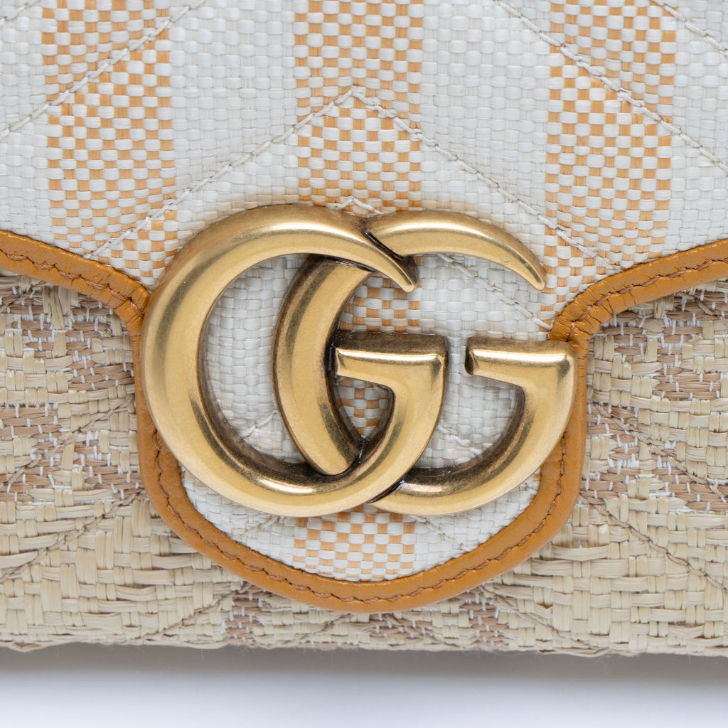 Gucci Matelasse Raffia GG Marmont Wallet on Chain