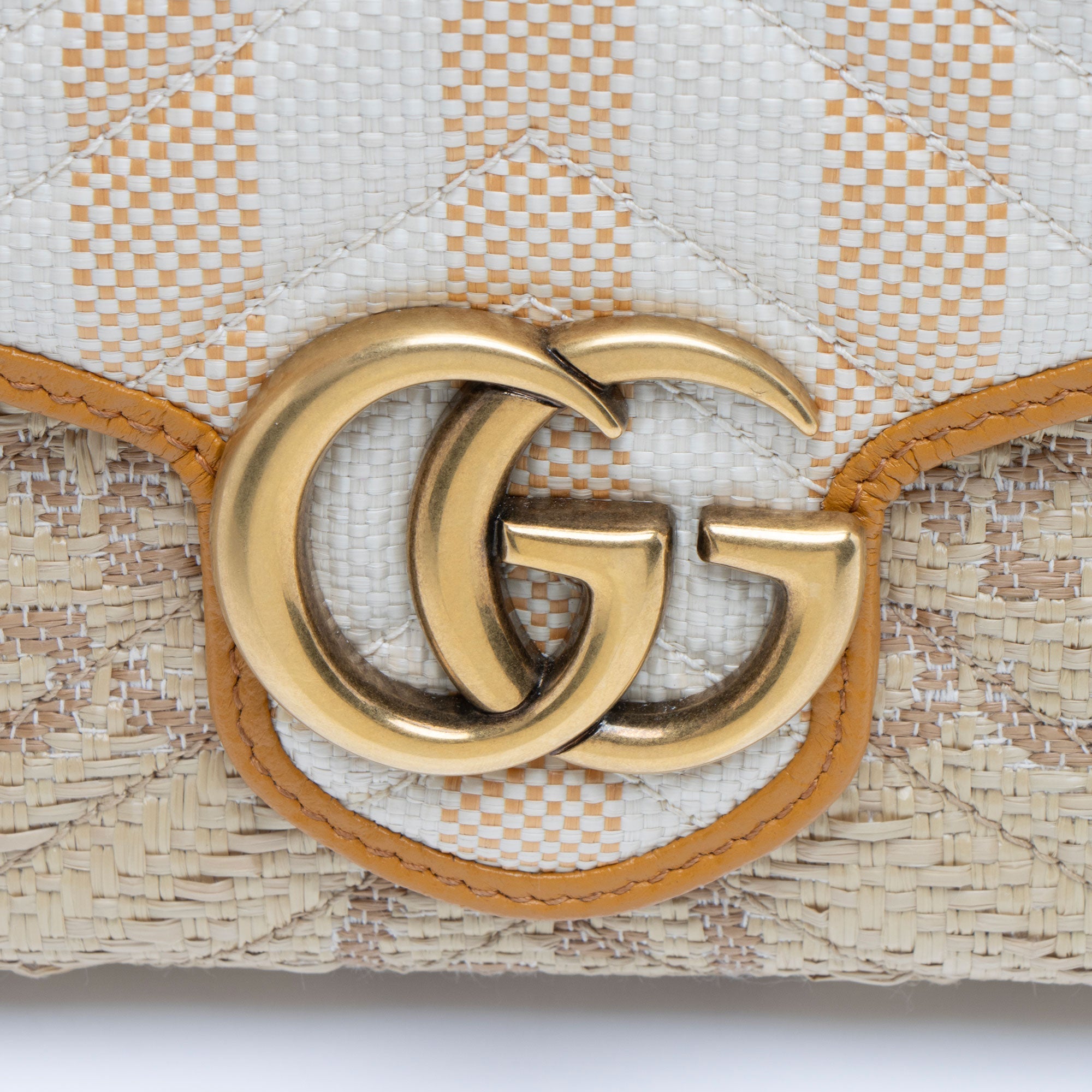 Gucci Matelasse Raffia GG Marmont Wallet on Chain