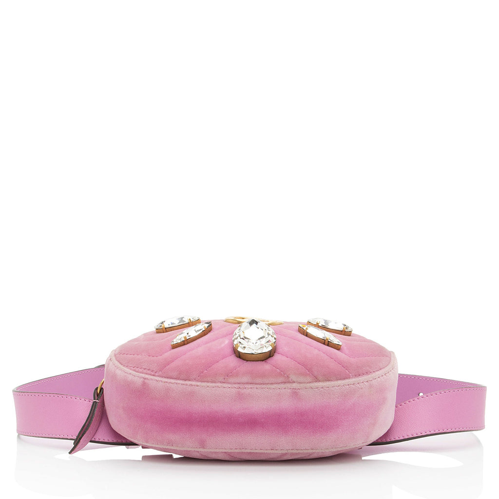 Gucci Matelasse Velvet Crystal GG Marmont Belt Bag - Size 34 / 85