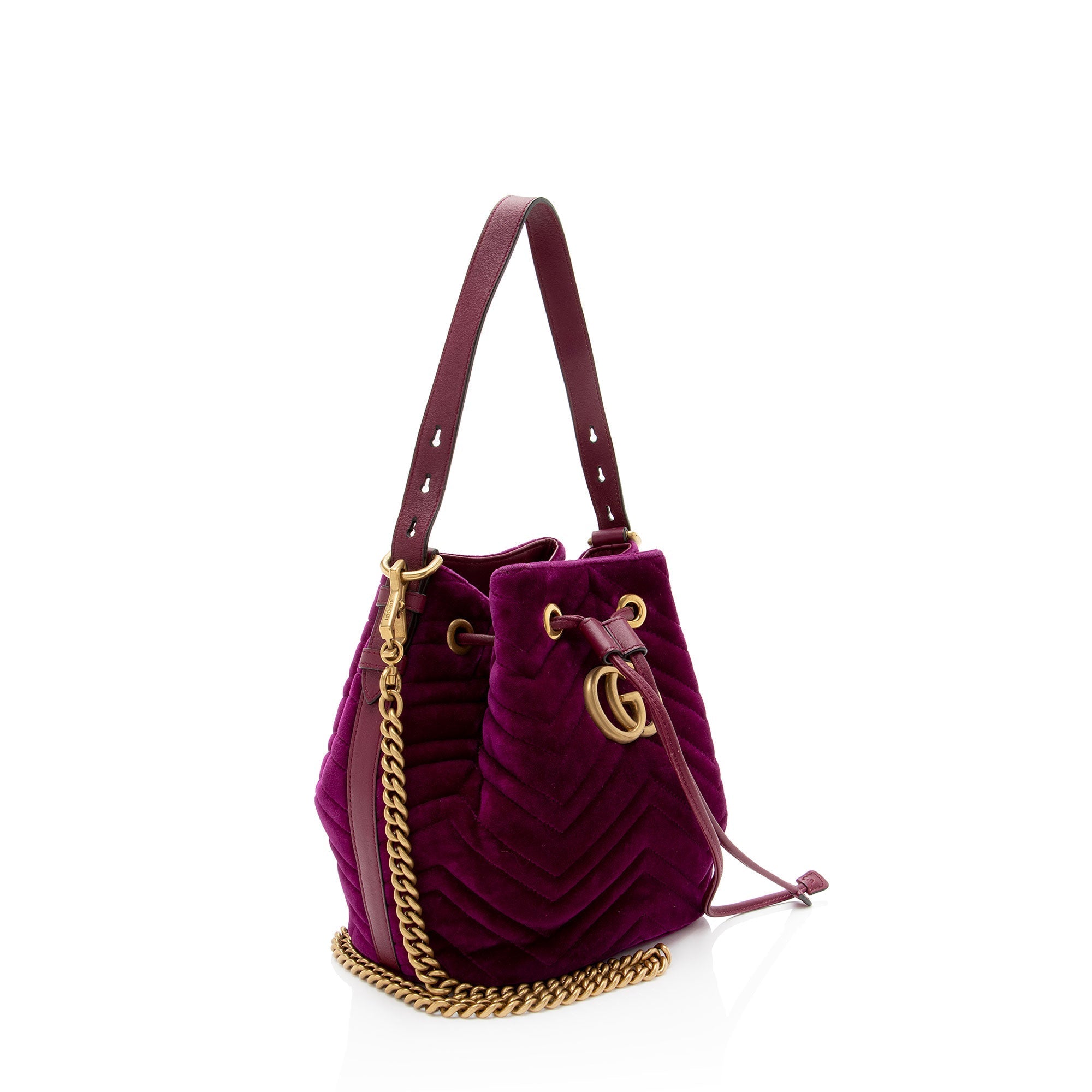 Gucci Matelasse Velvet GG Marmont Bucket Bag
