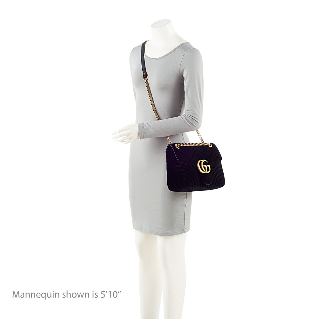 Gucci Matelasse Velvet GG Marmont Large Flap Bag