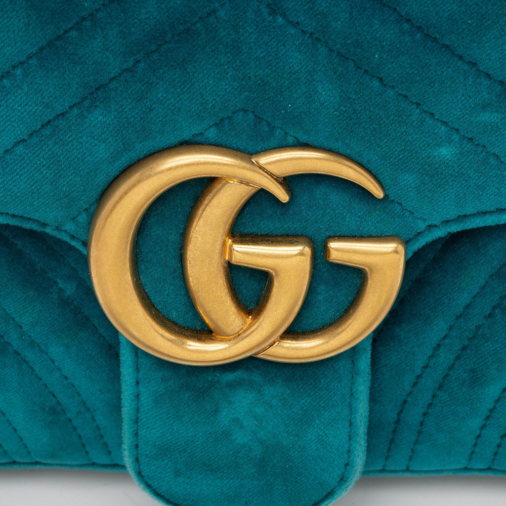 Gucci Matelasse Velvet GG Marmont Medium Flap Bag