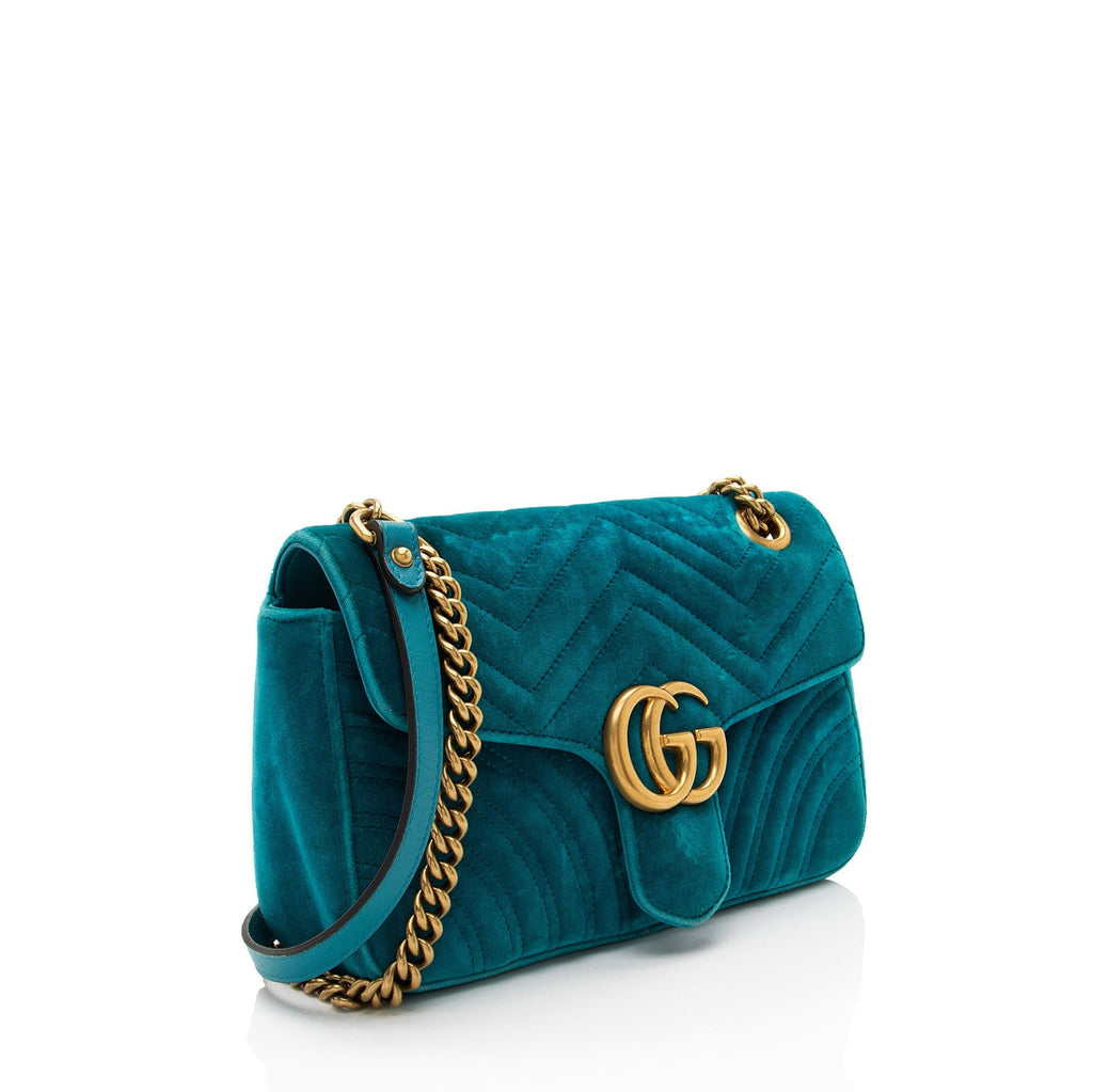 Gucci Matelasse Velvet GG Marmont Medium Flap Bag