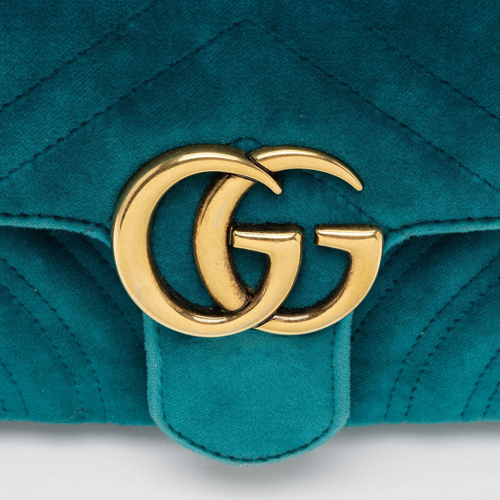 Gucci Matelasse Velvet GG Marmont Small Flap Bag