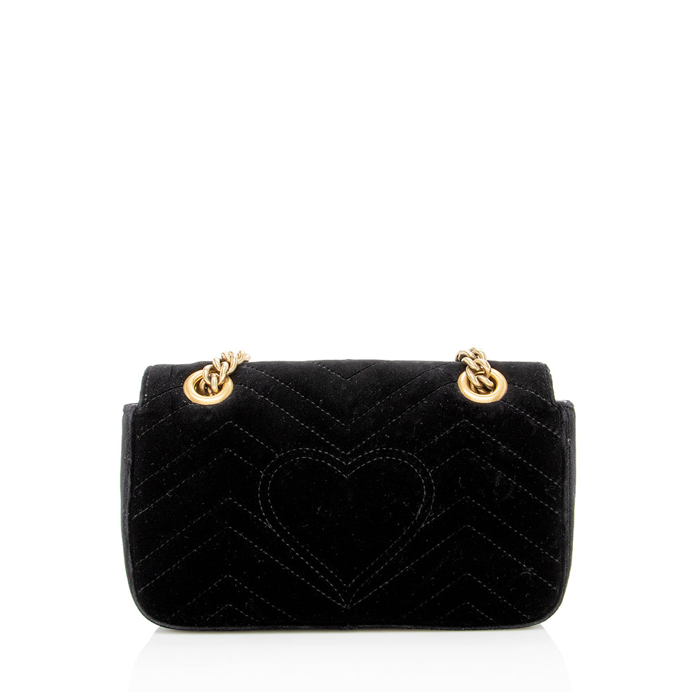 Gucci Matelasse Velvet Gucci Marmont Mini Shoulder Bag (SHF-15721)