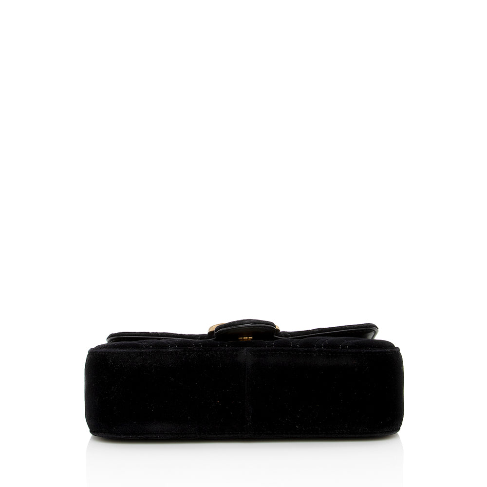 Gucci Matelasse Velvet Gucci Marmont Mini Shoulder Bag (SHF-15721)