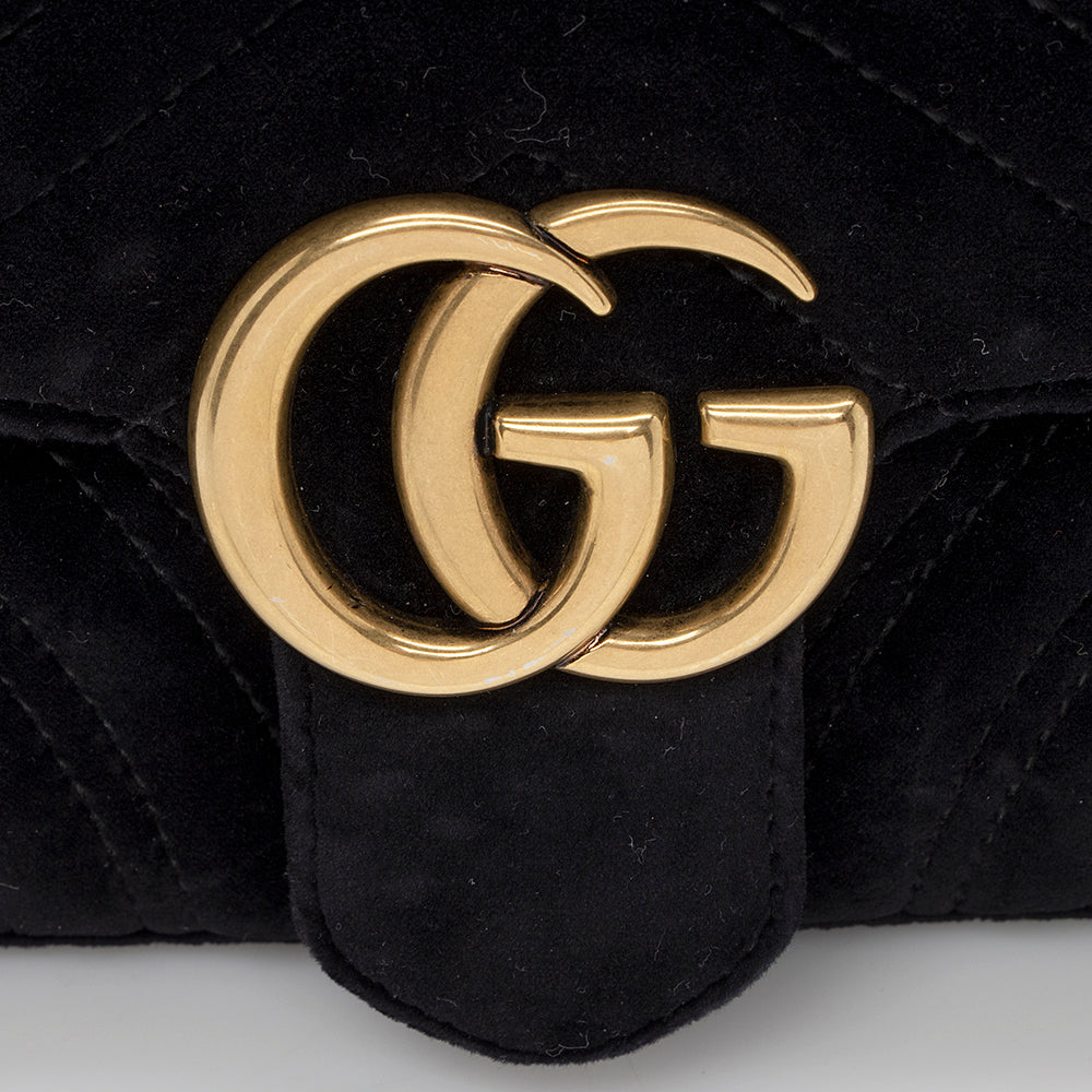 Gucci Matelasse Velvet Gucci Marmont Mini Shoulder Bag (SHF-15721)