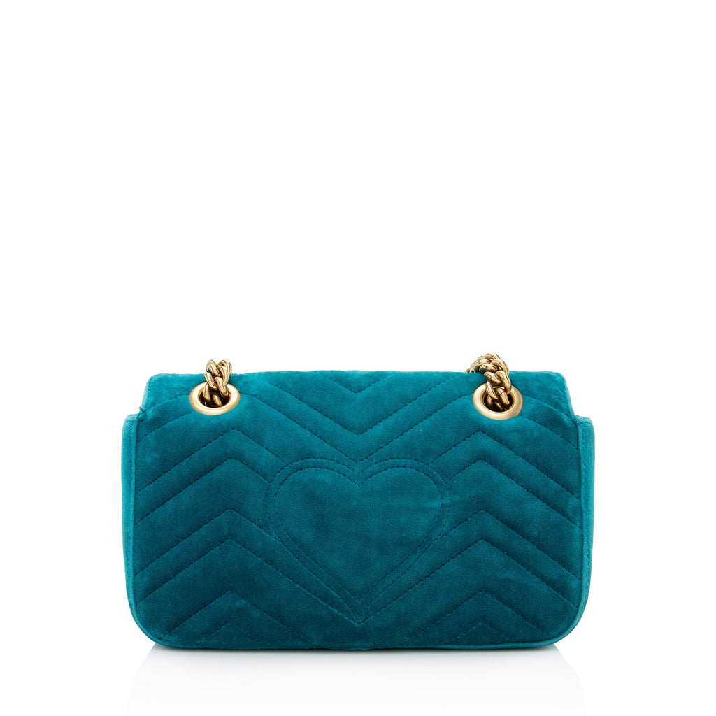 Gucci Matelasse Velvet GG Marmont Mini Shoulder Bag (SHF-22901)