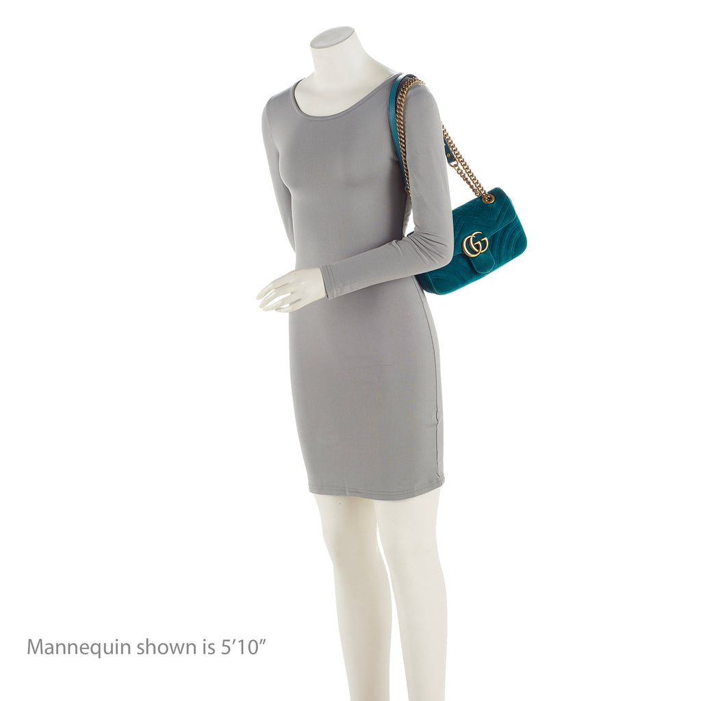Gucci Matelasse Velvet GG Marmont Mini Shoulder Bag (SHF-22901)