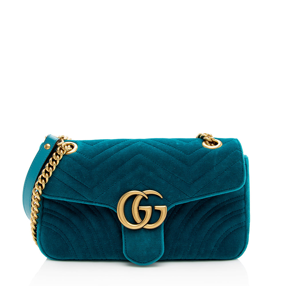 Gucci Matelasse Velvet Gucci Marmont Small Shoulder Bag (SHF-18936)