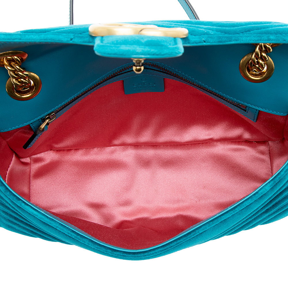 Gucci Matelasse Velvet Gucci Marmont Small Shoulder Bag (SHF-18936)