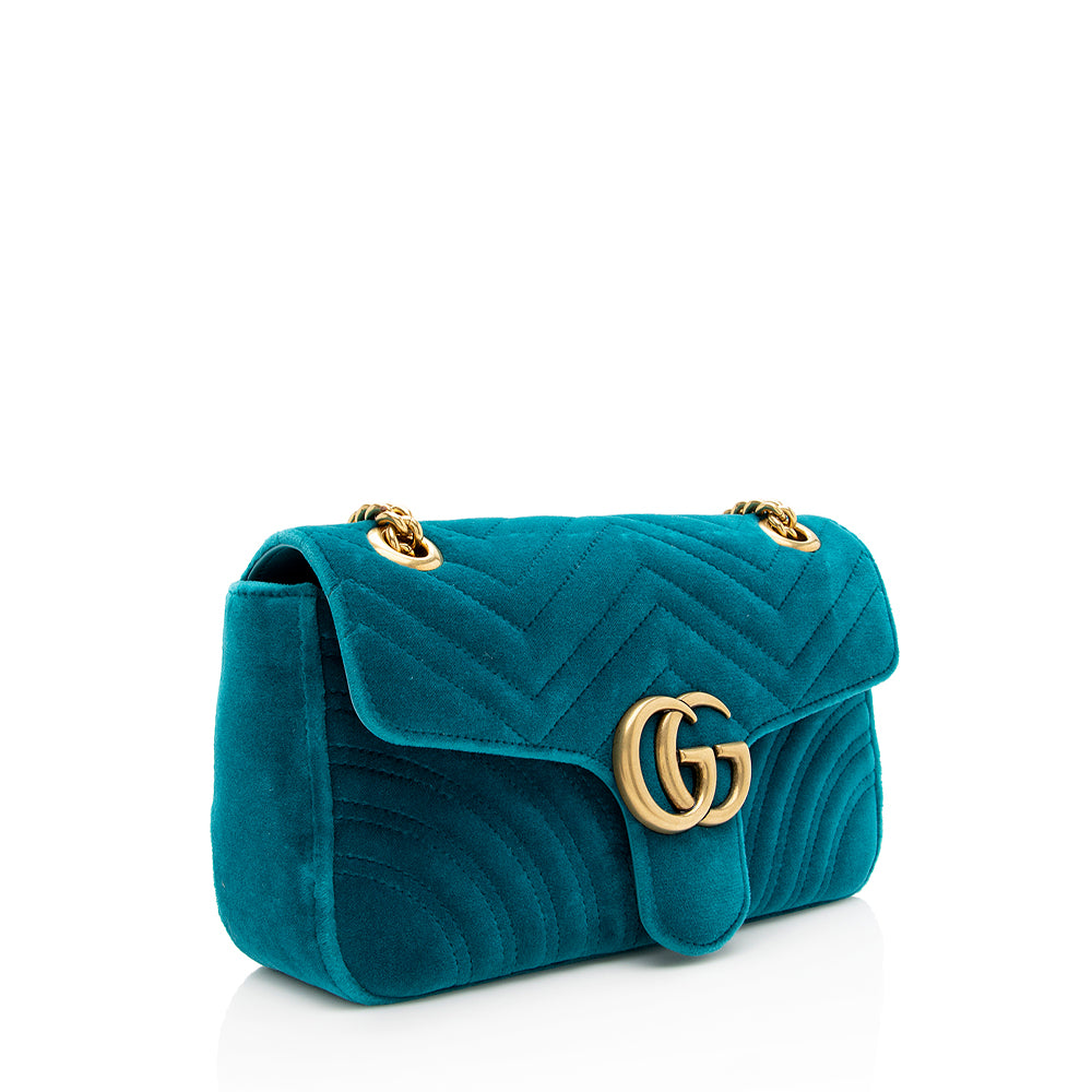 Gucci Matelasse Velvet Gucci Marmont Small Shoulder Bag (SHF-18936)